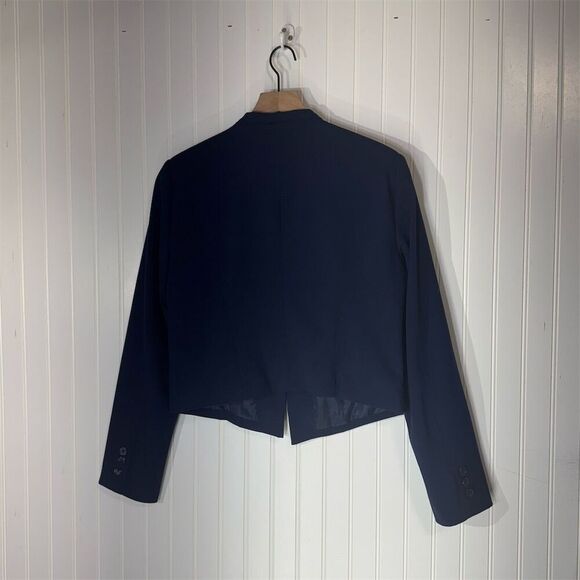 Laundry by Shelli Segal Navy Cropped Blazer Size 14 Stretch Workwear Minimalist - Picture 2 of 8